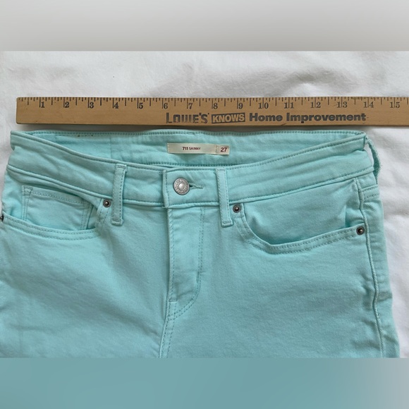 levis 711 skinny 27 turquoise blue jeans womens levi strauss - Picture 11 of 16